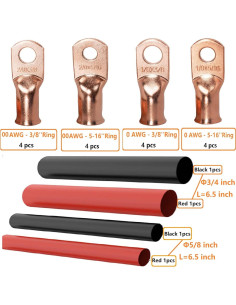 Kit de terminales de cobre SVAAR 20 piezas 1/0 y 2/0 AWG 2