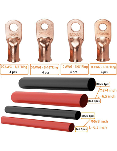 Kit de terminales de cobre SVAAR 20 piezas 1/0 y 2/0 AWG