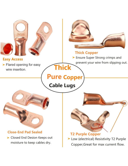 Kit de terminales de cobre SVAAR 20 piezas 1/0 y 2/0 AWG