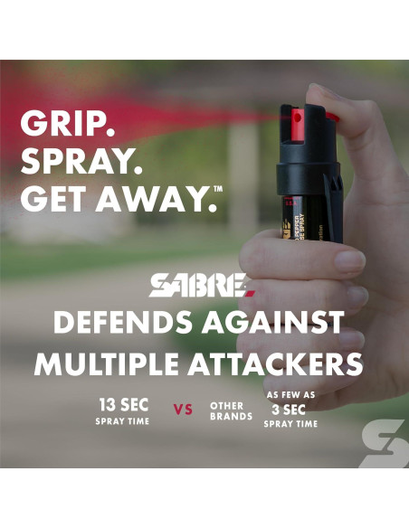 Spray de Defensa SABRE 3-en-1 con Clip - 23 ml, Máxima Fuerza