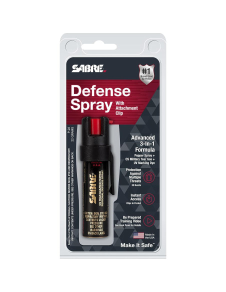 Spray de Defensa SABRE 3-en-1 con Clip - 23 ml, Máxima Fuerza