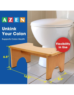 Taburete de Inodoro AZEN de Madera Natural 18 cm Amarillo 2