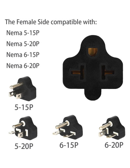 Adaptador de CA 4 en 1 DEALTUS Nema 5-15P 15A 125V