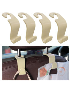 Gancho de Reposacabezas para Asiento de Coche Povtii 4PCS Beige