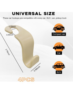 Gancho de Reposacabezas para Asiento de Coche Povtii 4PCS Beige 2