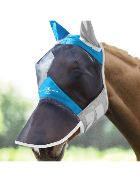 Máscara de Moscas para Caballo Harrison Howard L Azul Claro/Plata