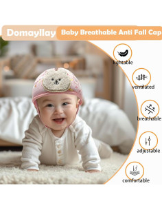 Casco de Seguridad para Bebé Domayllay Conejo Beige Ajustable 2