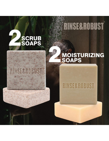 Set de Jabones Naturales Rinse & Robust para Hombres 4 Piezas