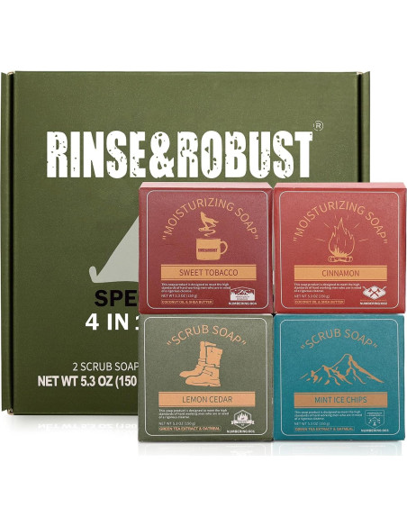 Set de Jabones Naturales Rinse & Robust para Hombres 4 Piezas