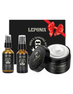 Juego de Afeitado para Hombres LEPONIX - Crema, Aceite y Balsamo