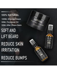 Juego de Afeitado para Hombres LEPONIX - Crema, Aceite y Balsamo 2