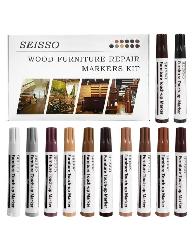 Kit de Marcadores de Retoque SEISSO para Madera, 12 Colores