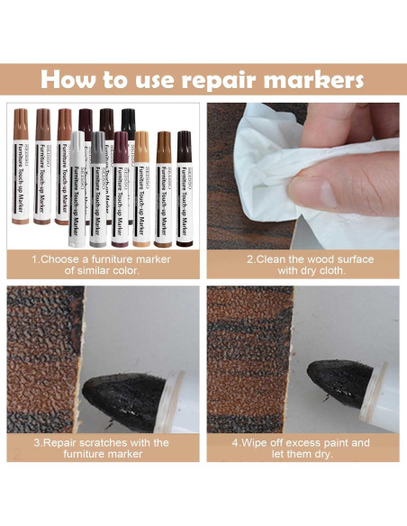 Kit de Marcadores de Retoque SEISSO para Madera, 12 Colores Kit de Marcadores de Retoque SEISSO para Madera, 12 Colores
