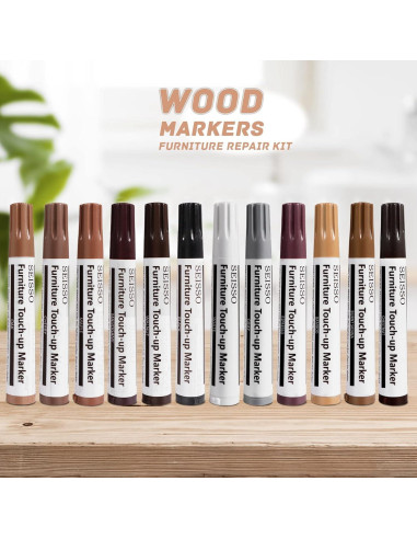 Kit de Marcadores de Retoque SEISSO para Madera, 12 Colores