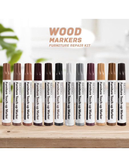 Kit de Marcadores de Retoque SEISSO para Madera, 12 Colores Kit de Marcadores de Retoque SEISSO para Madera, 12 Colores
