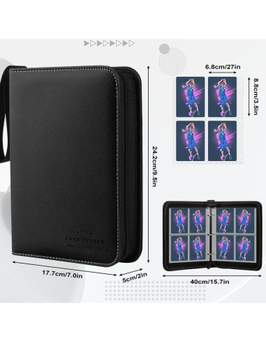 Carpeta de Tarjetas de Béisbol CECOKESO 400 Bolsillos Negra