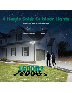 Luces Solares Exteriores Omibee 3000LM 4 Cabezas Ajustables 2