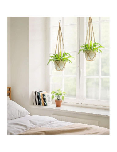 Colgador de Plantas de Macramé Dahey 89cm Juego de 2 Marrón