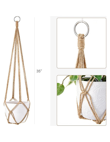 Colgador de Plantas de Macramé Dahey 89cm Juego de 2 Marrón