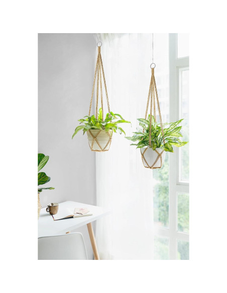 Colgador de Plantas de Macramé Dahey 89cm Juego de 2 Marrón