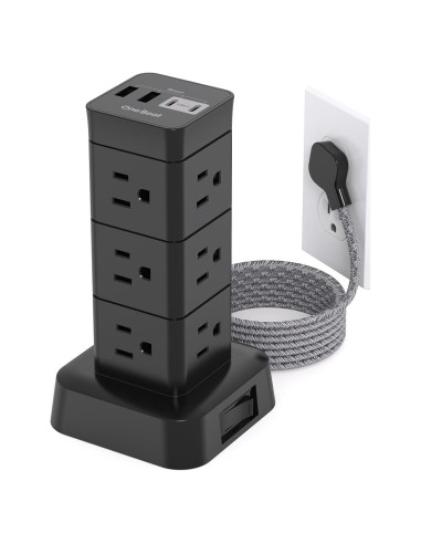Regleta de Sobretensión One Beat 1.83m 12 Salidas 4 USB Carga Rápida