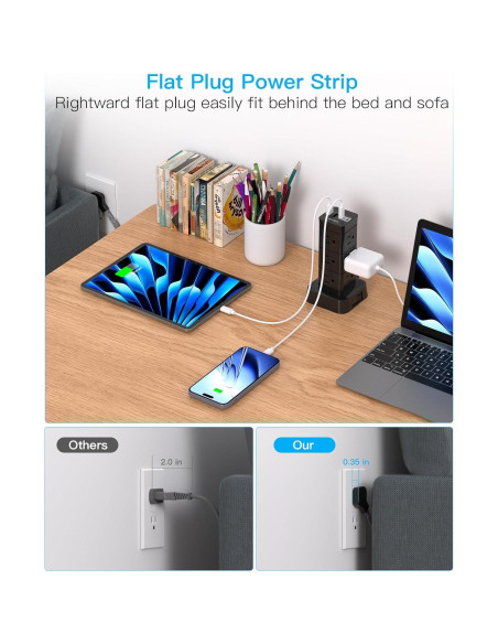 Regleta de Sobretensión One Beat 1.83m 12 Salidas 4 USB Carga Rápida Regleta de Sobretensión One Beat 1.83m 12 Salidas 4 USB Carga Rápida