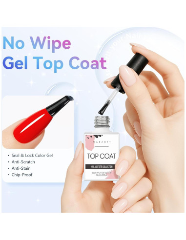 Esmalte de Uñas en Gel Top Coat Makartt - 2 PCS 10ML Brillo
