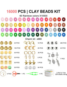 Kit de Fabricación de Pulseras Redtwo 16000 Pcs de Perlas 2