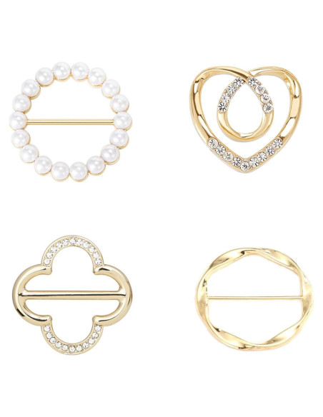 4 Clips de Bufanda de Metal Oro para Mujeres - Accesorios Moda