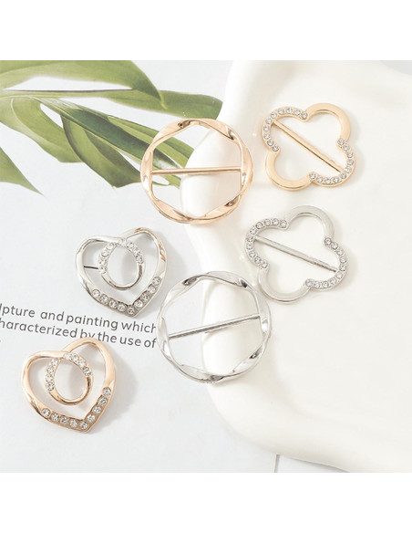 4 Clips de Bufanda de Metal Oro para Mujeres - Accesorios Moda