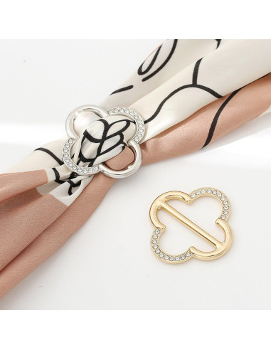 4 Clips de Bufanda de Metal Oro para Mujeres - Accesorios Moda