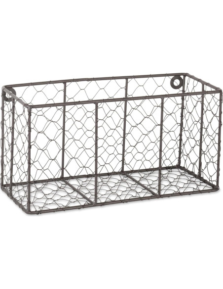 Juego de 2 Cestas de Pared Vintage DII Metal Gris 30x14x15.5cm