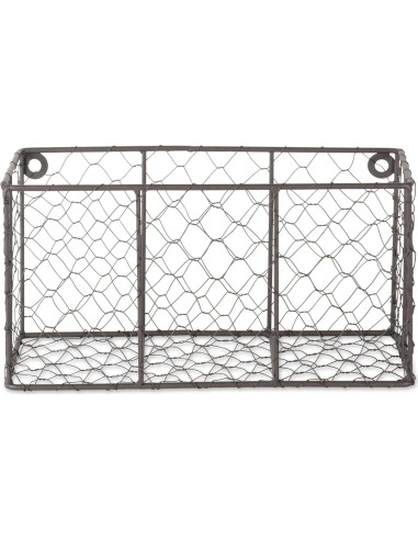 Juego de 2 Cestas de Pared Vintage DII Metal Gris 30x14x15.5cm