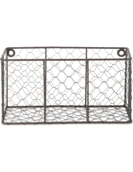 Juego de 2 Cestas de Pared Vintage DII Metal Gris 30x14x15.5cm