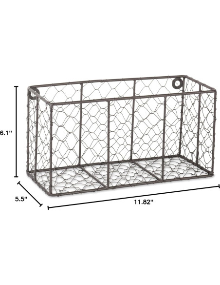 Juego de 2 Cestas de Pared Vintage DII Metal Gris 30x14x15.5cm