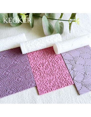 Rodillo de Textura de Arcilla Polimérica KEOKER - Set de 3 Piezas