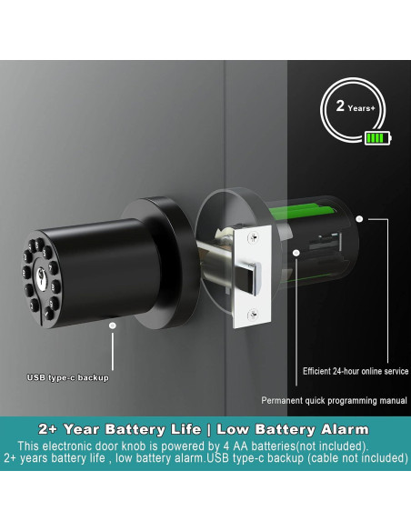 3 Perillas Electrónicas de Puerta Sin Llave BOTHSTAR YJ20R Negras