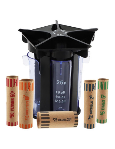 Contador de Monedas 5-en-1 QWLWBU Tubo Clasificador Negro