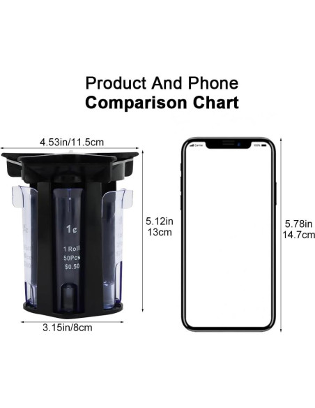 Contador de Monedas 5-en-1 QWLWBU Tubo Clasificador Negro