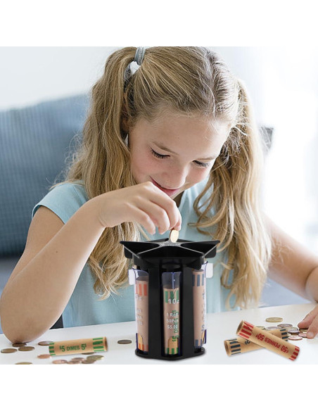 Contador de Monedas 5-en-1 QWLWBU Tubo Clasificador Negro