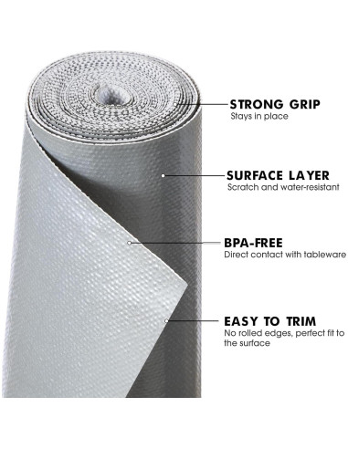 Forro de Estante Viseeko Gris 30.48 cm x 3.05 m Antideslizante