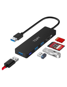 Hub USB 3.0 TSUPY 5 en 1 con Lector de Tarjetas SD y TF