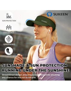 Visera Deportiva Sukeen Unisex Ligera Enfriadora UPF50+ Verde Militar 2