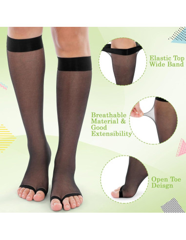 Bonuci 8 Pares de Medias Altas Sin Dedos para Mujeres - Color Nude