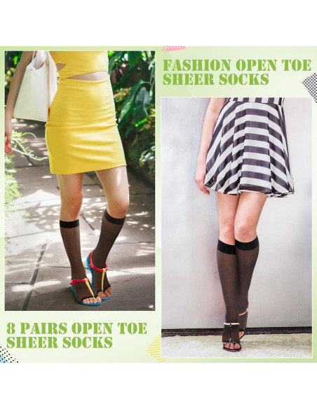 Bonuci 8 Pares de Medias Altas Sin Dedos para Mujeres - Color Nude