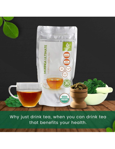 Té de Moringa Oleifera Verde Virgen 100% Puro - 30 Bolsitas