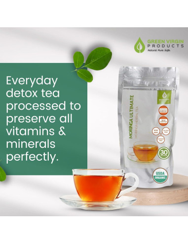 Té de Moringa Oleifera Verde Virgen 100% Puro - 30 Bolsitas
