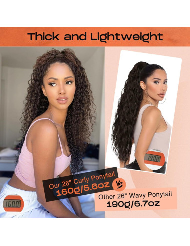 Extensión de Cola de Caballo Rizada SEIKEA 46 cm Negra Clip