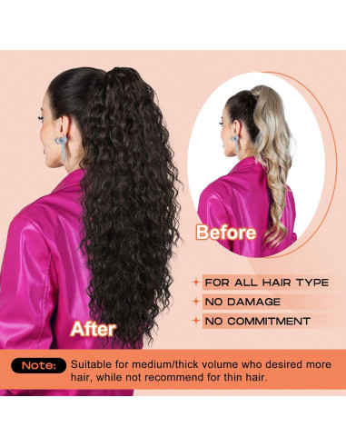 Extensión de Cola de Caballo Rizada SEIKEA 46 cm Negra Clip