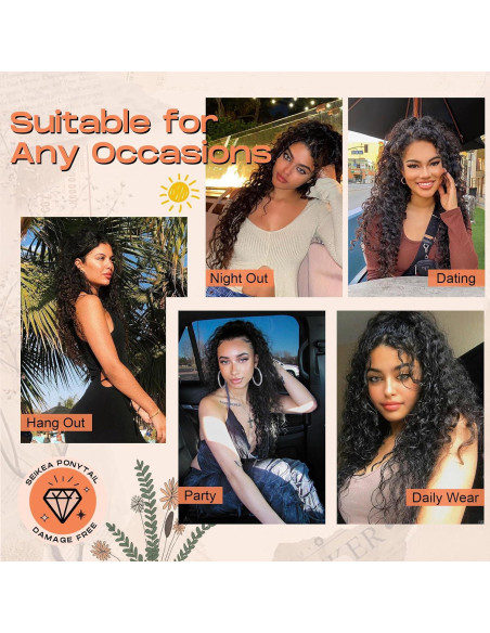 Extensión de Cola de Caballo Rizada SEIKEA 46 cm Negra Clip